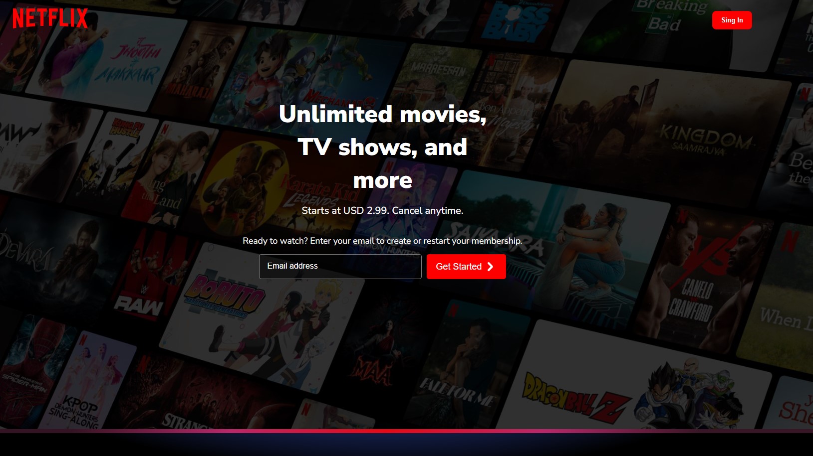 Netflix homepage clone screenshot