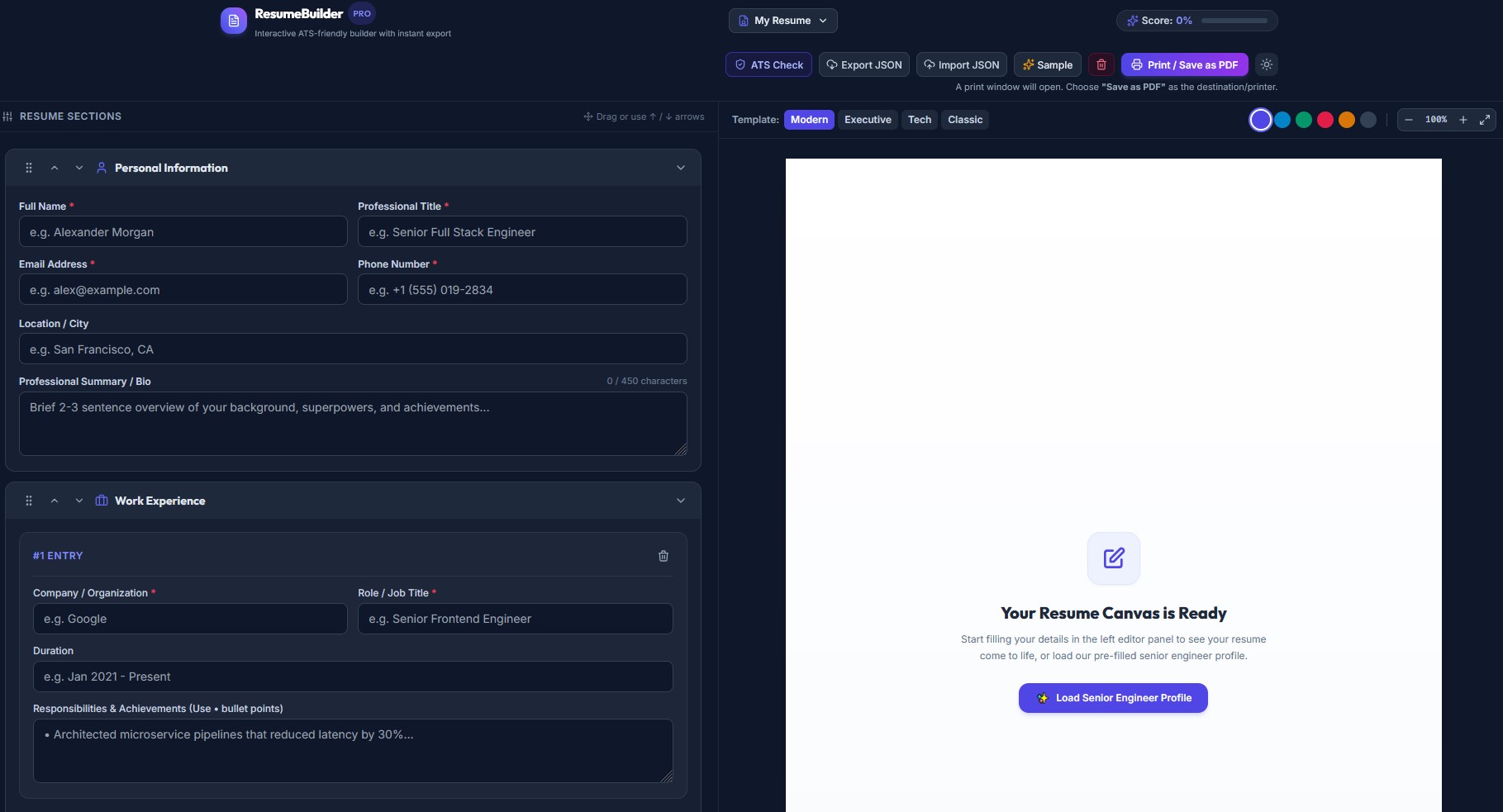 Resume Builder screenshot