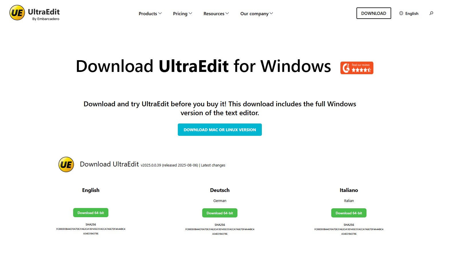 UltraEdit download page clone screenshot